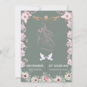  Sage Green Floral Wedding Invitation Card 招待状 (裏面)