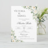 Sage Green Floral wedding invitation in Spanish 招待状 (スタンド正面)