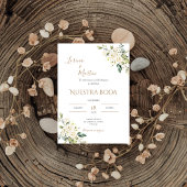 Sage Green Floral wedding invitation in Spanish 招待状