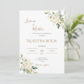 Sage Green Floral wedding invitation in Spanish 招待状 (スタンド正面)