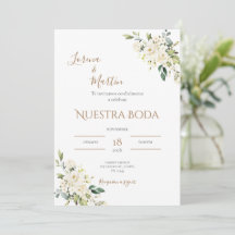Sage Green Floral wedding invitation in Spanish