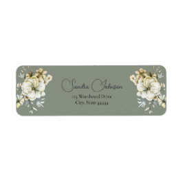 Sage Green Floral Wedding  Label ラベル