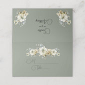 Sage Green Floral Wedding Place Card プレイスカード (外部開封)