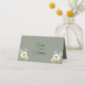Sage Green Floral Wedding Place Card プレイスカード (裏面)