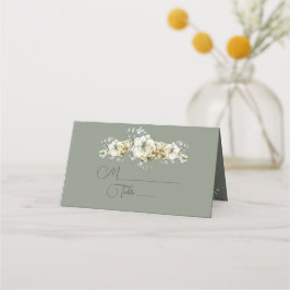Sage Green Floral Wedding Place Card プレイスカード