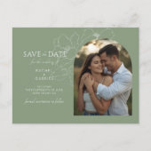 Sage Green | Floral Wedding Save the Date Postcard ポストカード (正面)