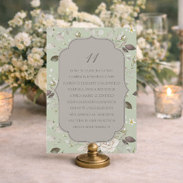 Sage Green Floral Wedding Seating Chart Card 招待状