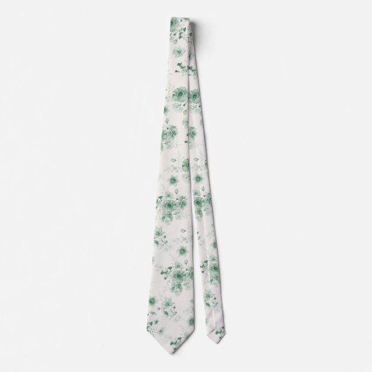 Sage Green Floral Wedding Tie ネクタイ (正面)