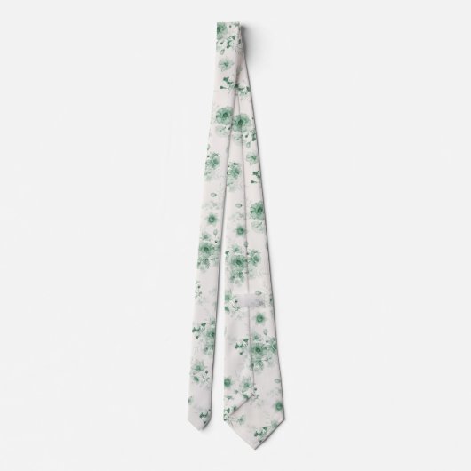 Sage Green Floral Wedding Tie ネクタイ (裏面)