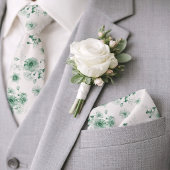 Sage Green Floral Wedding Tie ネクタイ