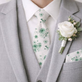 Sage Green Floral Wedding Tie ネクタイ