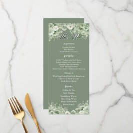 Sage Green Floral Wreath Wedding Reception Menu メニュー