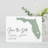 Sage Green Florida Mapミニマルモダンリストスクリプト セーブザデート (スタンド正面)