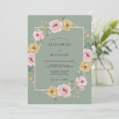 Sage Green Flourishing Spring Wedding 招待状 (スタンド正面)