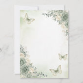 Sage Green Flowers Butterfly 80th Birthday 招待状 (裏面)