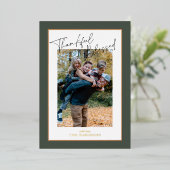 Sage Green foil gingham Thanksgiving家族の写真 箔シーズンカード (立ち正面)