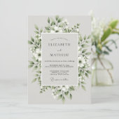 Sage Green Foliage Bloom Wedding 招待状 (スタンド正面)