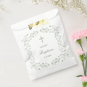 Sage Green Foliage Frame Baptism フェイバーバッグ (封をした状態)