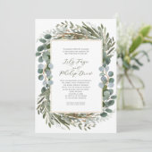 Sage Green Foliage Greenery Frame Wedding 招待状 (スタンド正面)
