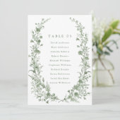 Sage green foliage Spring Chic Seating Chart card  招待状 (スタンド正面)