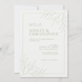Sage Green Folidsモダン Outline Photo's 結婚 招待状 (正面)