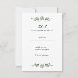 Sage Green Folk Floral Wedding RSVP
