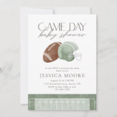 Sage Green Football Game Day Baby Shower 招待状 (正面)