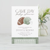 Sage Green Football Game Day Baby Shower 招待状 (スタンド正面)