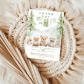 Sage Green Forest Adventure Baby Shower サンキューカード