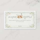 Sage Green Forest Baby Shower Diaper Raffle Ticket エンクロージャーカード (正面)