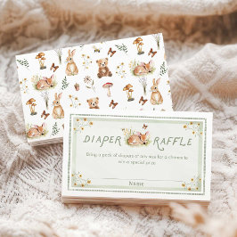 Sage Green Forest Baby Shower Diaper Raffle Ticket エンクロージャーカード