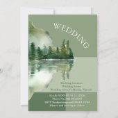 Sage Green Forest Lake Landscape Wedding 招待状 (裏面)