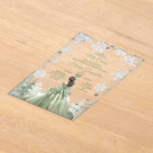 Sage Green Forest Winter Princess Mis Quince アクリル招待状 (レイダウン)