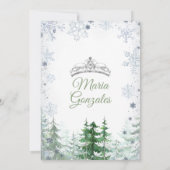 Sage Green Forest Winter Princess Mis Quince 招待状 (裏面)