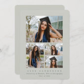 Sage Green Frame 4ミニマル写真卒業 案内状 (正面/裏面)