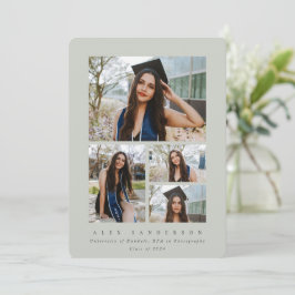 Sage Green Frame 4ミニマル写真卒業 案内状