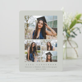 Sage Green Frame 4ミニマル写真卒業 案内状