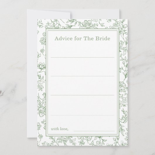 Sage Green French Advice for the Bride 招待状 (正面)