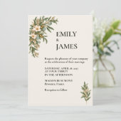 Sage Green French Botanical Wedding 招待状 (スタンド正面)