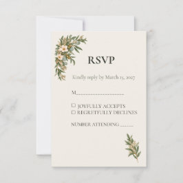 Sage Green French Botanical Wedding RSVP
