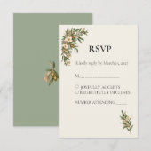 Sage Green French Botanical Wedding RSVP (正面/裏面)