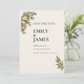 Sage Green French Botanical Wedding Save the Date セーブザデート (スタンド正面)