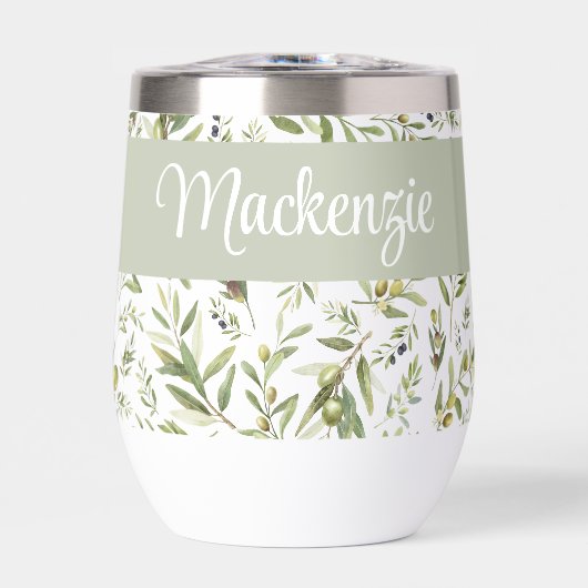 Sage Green French Country Chic Olive Name Monogram (正面)