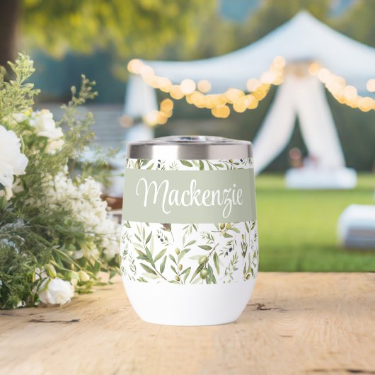 Sage Green French Country Chic Olive Name Monogram (ウェディング (回転後))