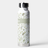 Sage Green French Country Chic Olive Name Monogram ウォーターボトル (左面)