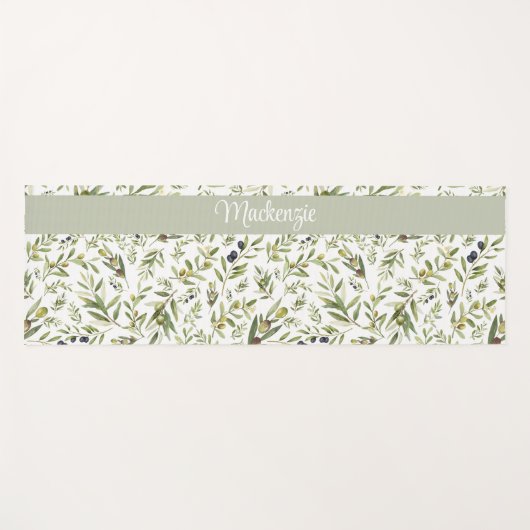 Sage Green French Country Chic Olive Name Monogram ヨガマット (正面(横))