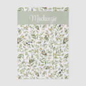 Sage Green French Country Chic Olive Name Monogram 薄葉紙 (正面)