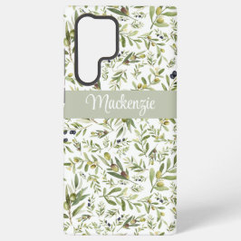 Sage Green French Country Chic Olive Name Monogram Samsung Galaxy S22 Ultraケース