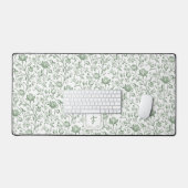 Sage Green French Country Chic Toile Monogram デスクマット (キーボード&マウス)