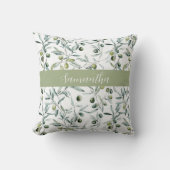 Sage Green French Country Olive Name  クッション (正面)